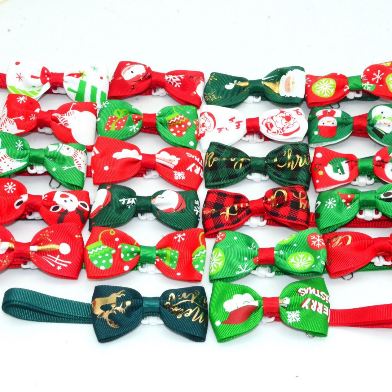 Christmas Pet Bow Tie Head Flower Petals Diamond Tie Headwear Dog Tie Christmas Bow Tie Ready Stock