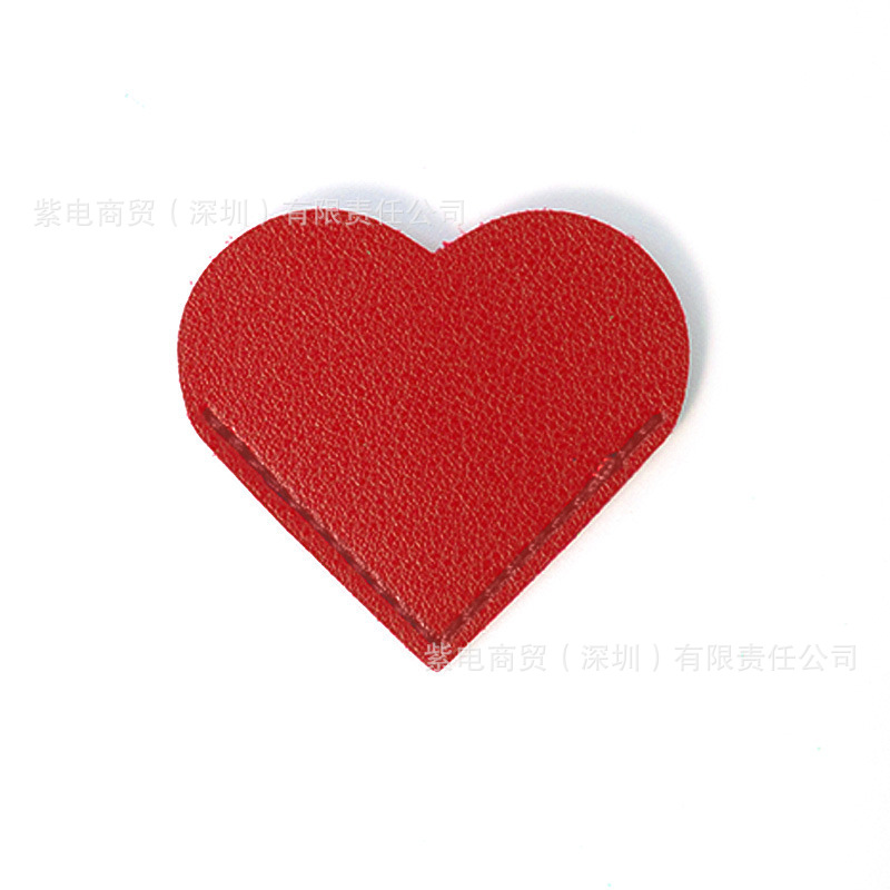 Factory Direct Sales Creative Fashion Heart Bookmark Holder Pu Leather Simple Portable Heart-Shaped Bookmark Gift Book Corner Protective Cover