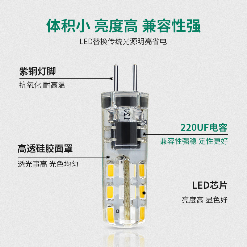 g4 lamp beads Firefly led pin low voltage 12V crystal lamp bulb 220V bright light source can pass 10mm wholesale