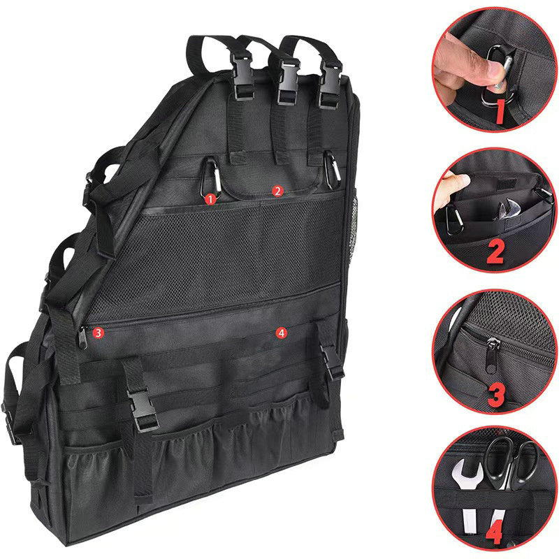 Black Wrangler Off-Road Storage Tool Bag, Anti-Roll Rack, Modified Anti-Roll Bracket Cosmetics Bag, Multi-Function