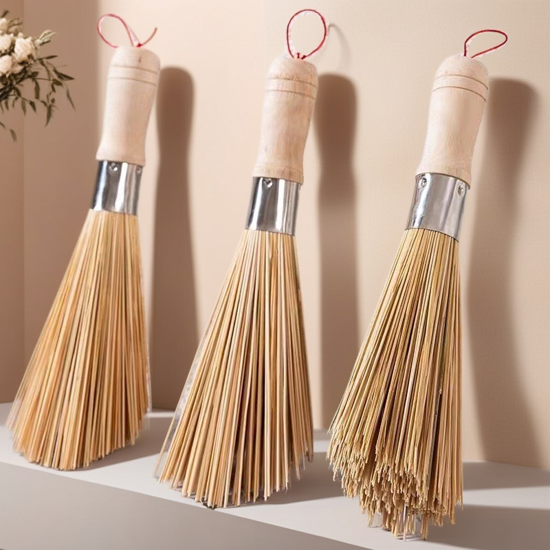 Bamboo Pot Brush Bold and Long Slant Brush Pan Oil-free Steel Ring Bamboo Brush Rice Brockbroom Cooking Bamboo Brush Brush Brush Pot for Restaurant