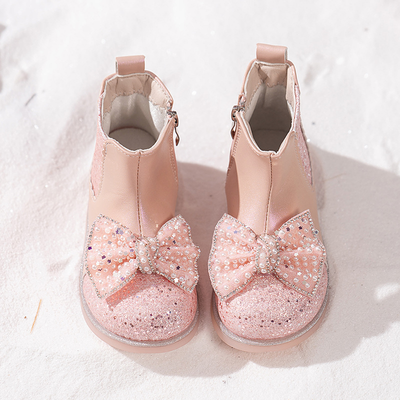 Boots Girls' Shoes Small Short Boots Fashionable Cotton Shoes 2025 New Autumn and Winter Velvet Leather Boots Girls' Boots