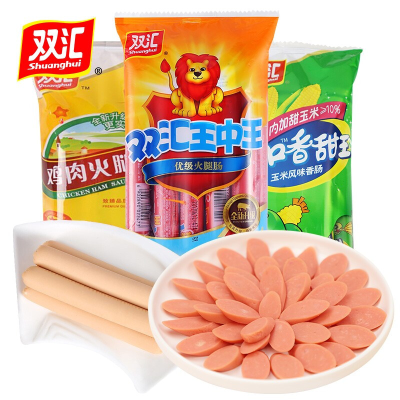 Сосиски Шуанхуй, королевские, с лапшой, куриные, гриль, кукурузные сосиски