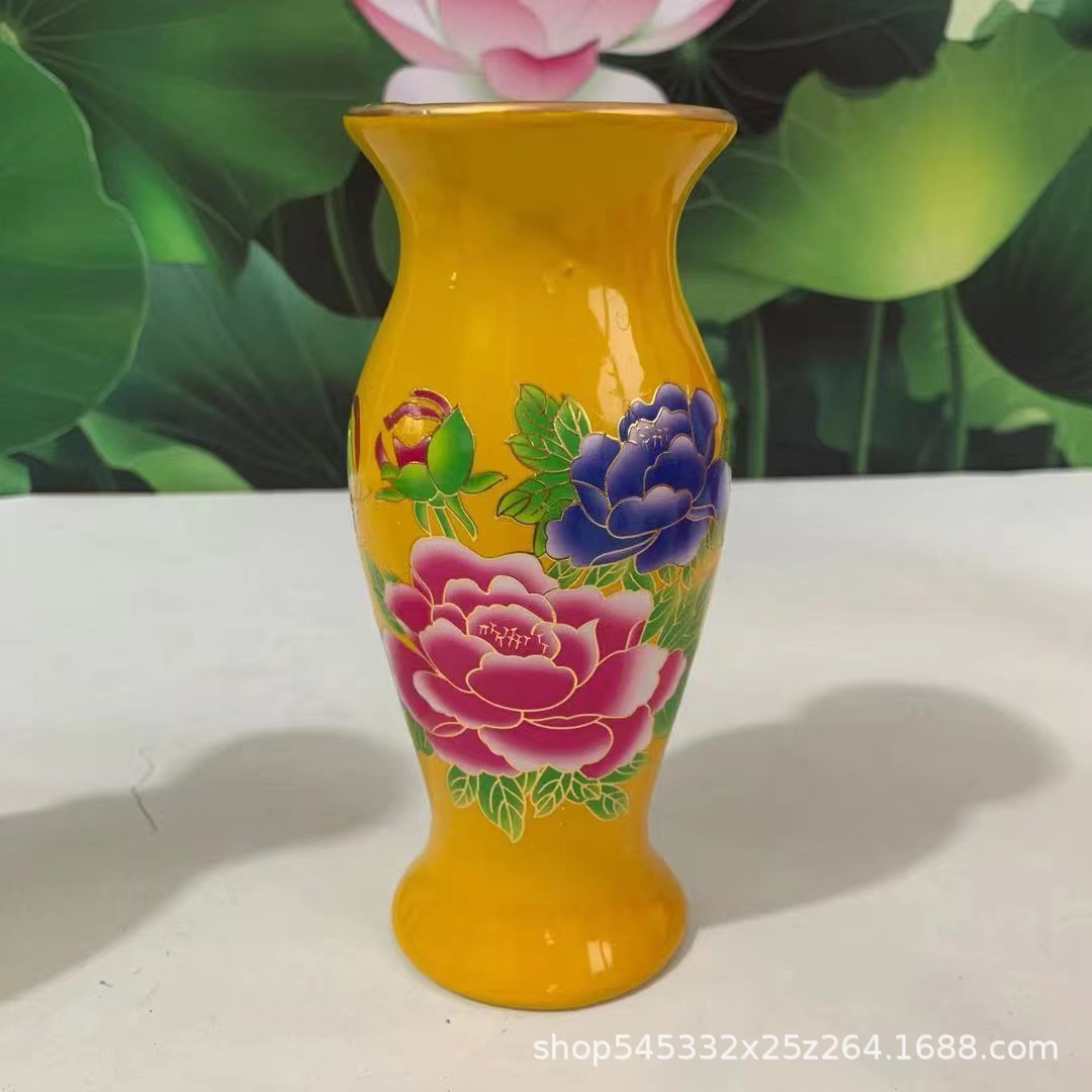 6 Inch Chinese Red Ceramic Vase Ornaments Counter Decorative Buddha Articles Decoration Flower Arranging Apparatus