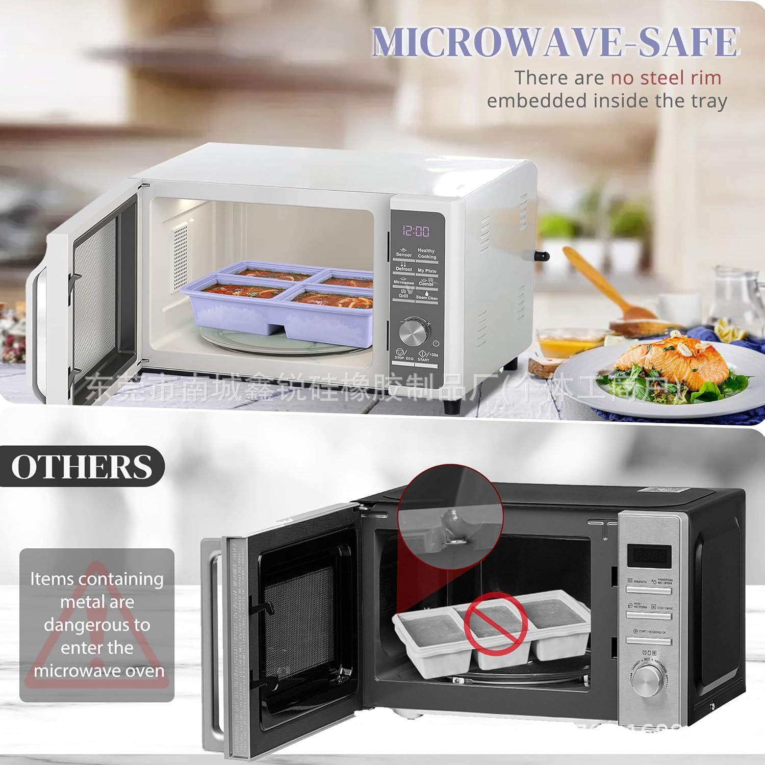 Cross-Border Frozen Soup Silicone Mold Ice Tray 4-Compartment Household Food Supplement Storage Box Crisper Frozen Tray with Lid