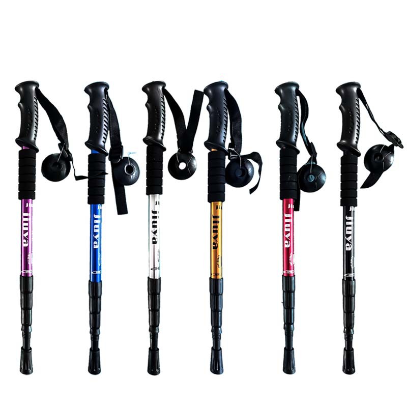 Jiang Fenfa Outdoor Hiking Stick Travel Climbing Adjustable Telescopic Walking Stick Hiking Cross-country Straight Handle Four-section Aluminum Alloy