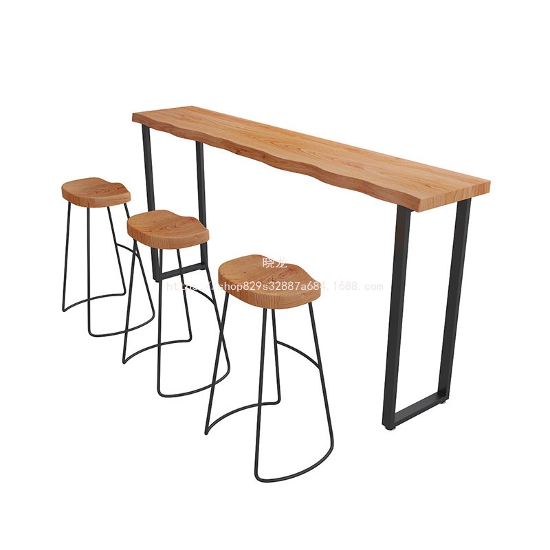 Xiaolong Long Table Balcony Wall Bar Table Table and Chairs Solid Wood Color Table B&B High-Legged Home Combination Bar Leisure