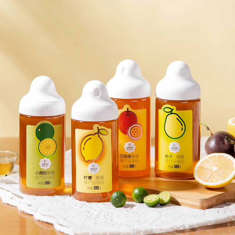 Honey Source Factory OEM OEM Baihua Earth Honey Bee Products Juice Lemon Honey Wholesale 500g