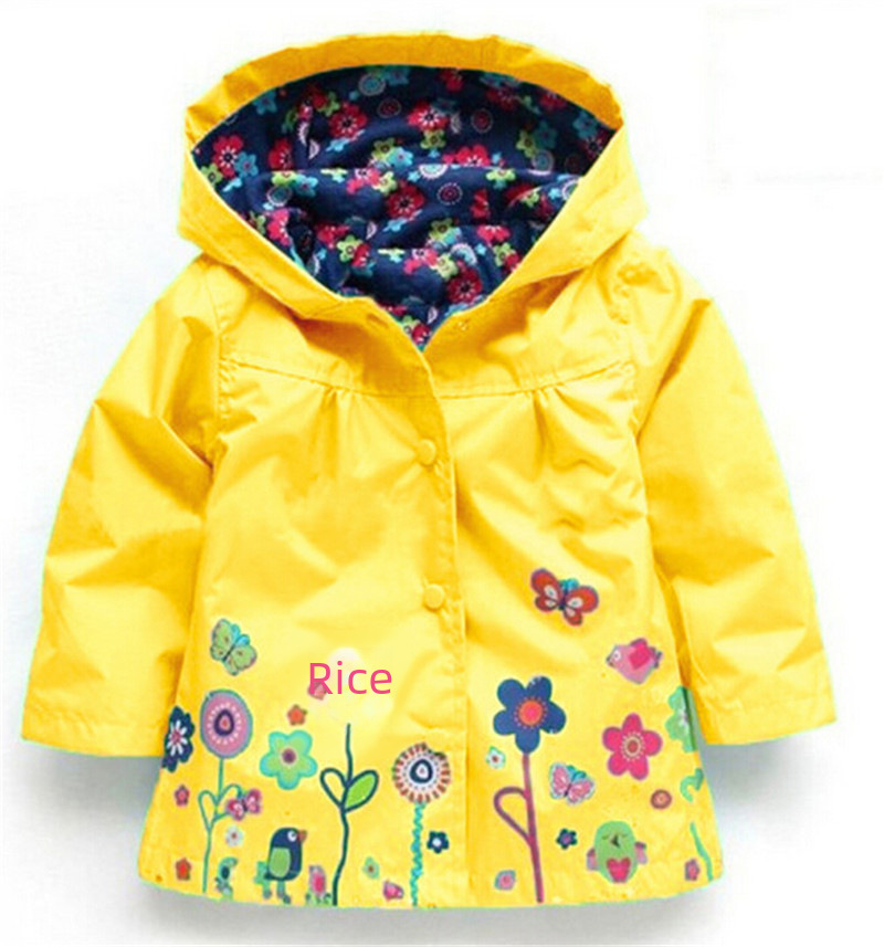 Children's clothing children's coat Girls cute flowers windproof rainproof Storm Coat girls raincoat a generation of hair