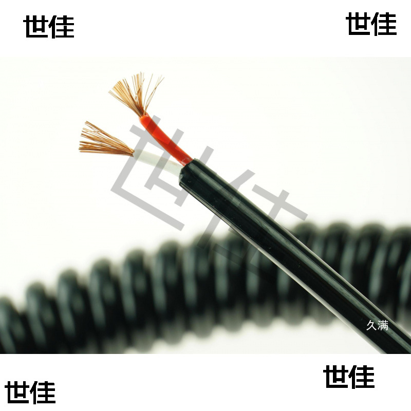 Spring Wire 2-Core 3-Core 4-Core Pu Telescopic Spiral Cable National Standard Copper Core Cable Black High Elastic Power Cord
