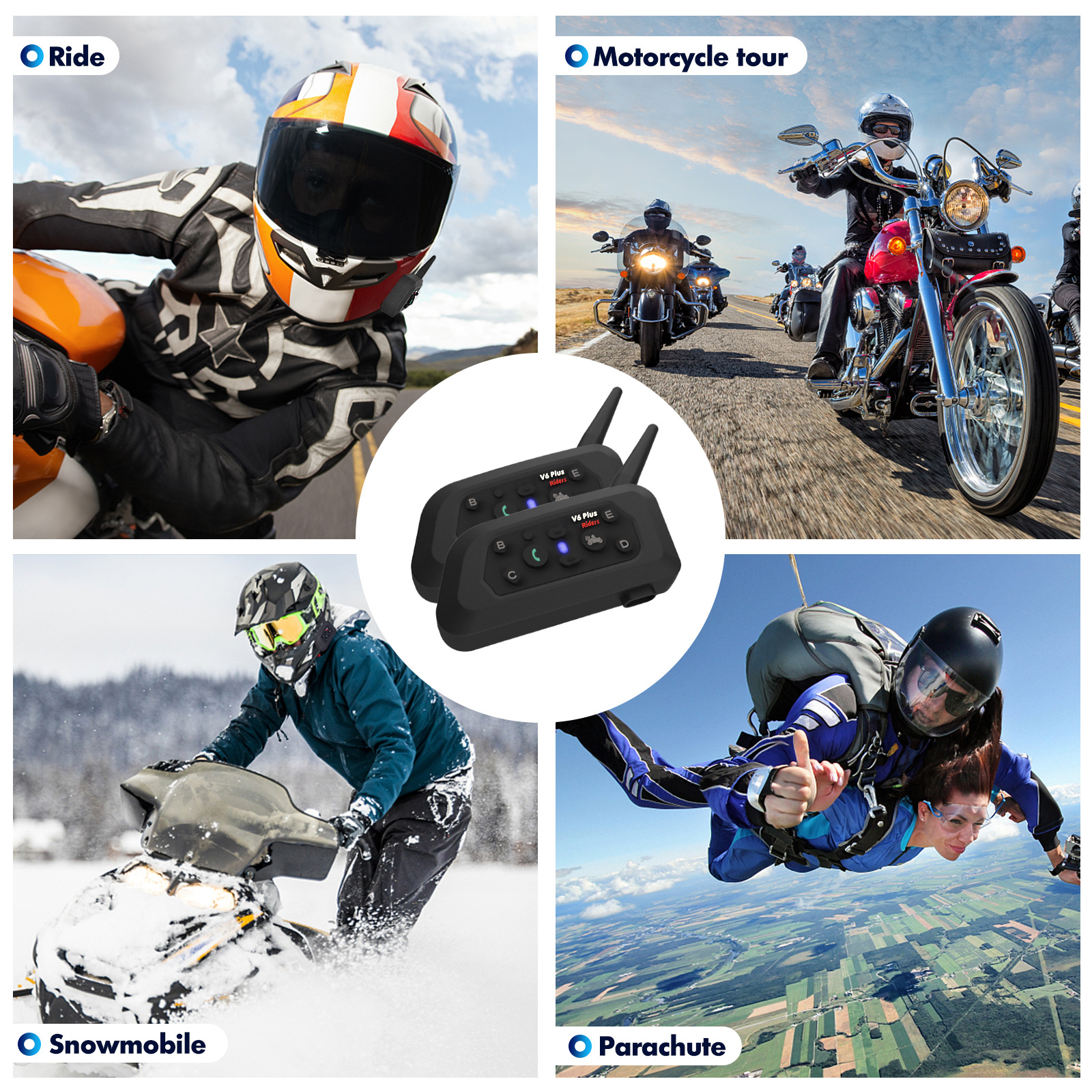 Motorcycle Helmet Bluetooth Intercom Headset V6Plus Everything Five Motorcycle Helmet Bluetooth Intercom V6Plus