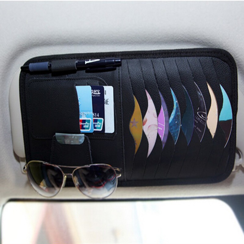 Car Sun Visor CD Clip Car Glasses Frame Card Holder Storage Car Multi-functional Supplies Sun Visor Cover