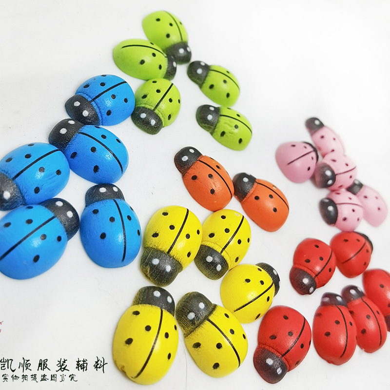 Micro Landscape DIY Fleshy Small Ornaments Mini Wooden Colorful Coccinella Beetle Paste Decorative Accessories