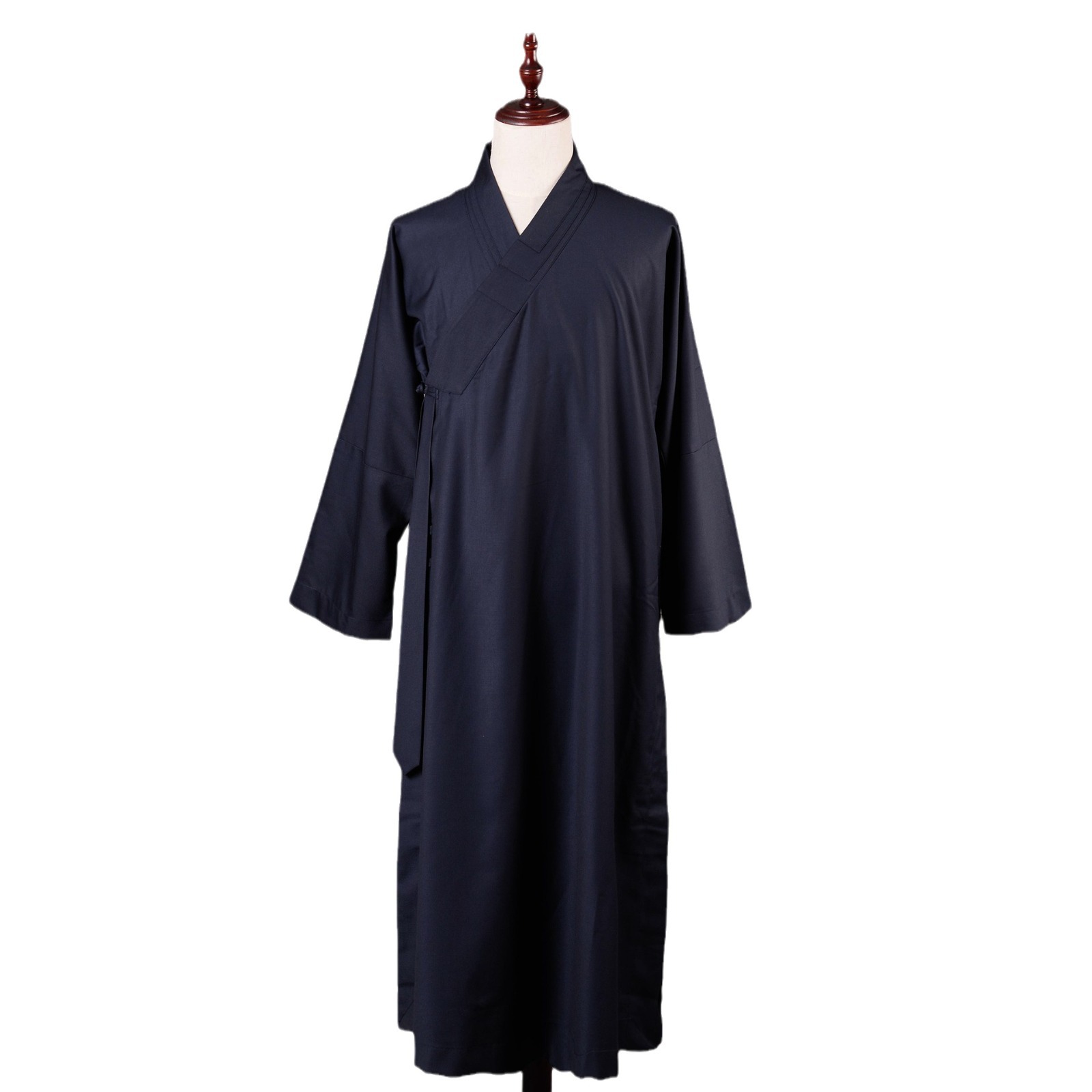 Spring and Autumn Style Taoist Robe, Long Robe, Taoist Attire, Monk's Clothing for Men and Women, Diagonal Collar Monk's Robe, Navy Blue Practice Robe, Long Robe