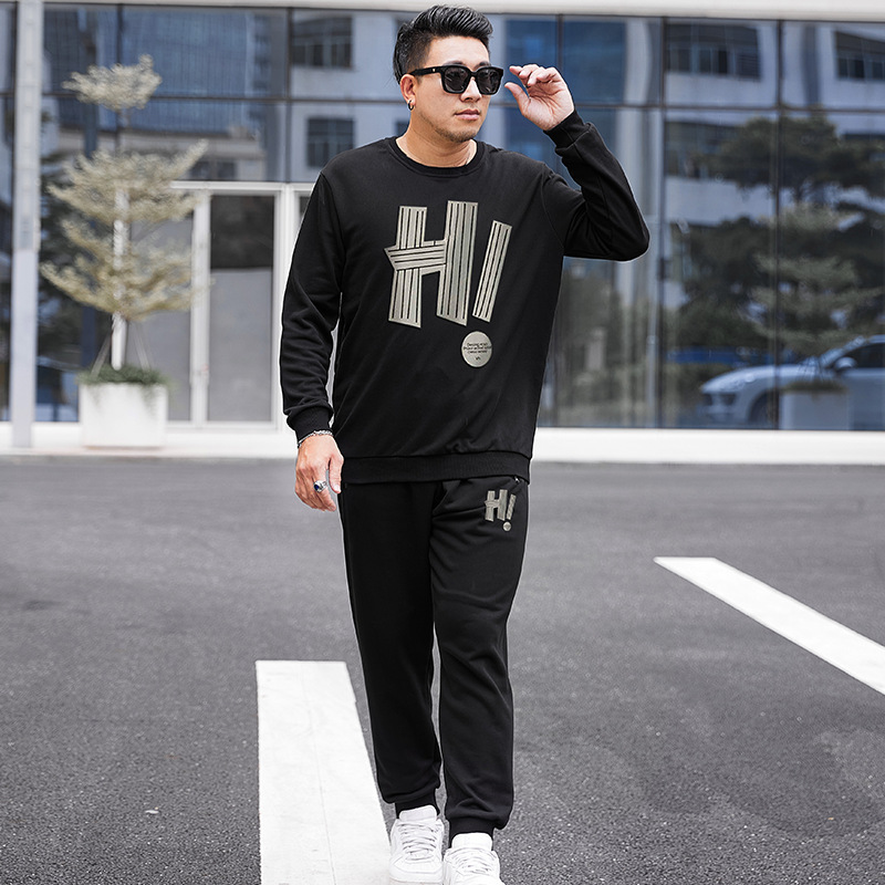 DW1003-DK2003 extra large size 400kg sports cotton tall lengthened suit fat man sweater pants men