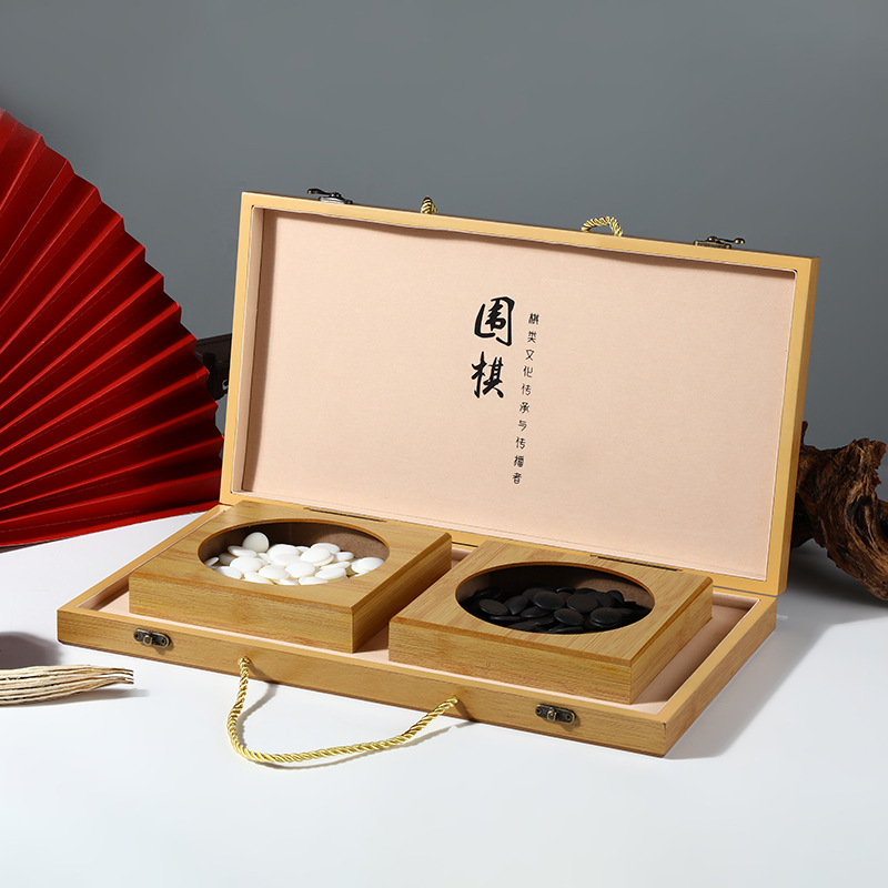 Bamboo pattern Go board bent buckle imitation bamboo pattern storage wooden box portable Chinese Go wood storage box bamboo box wholesale