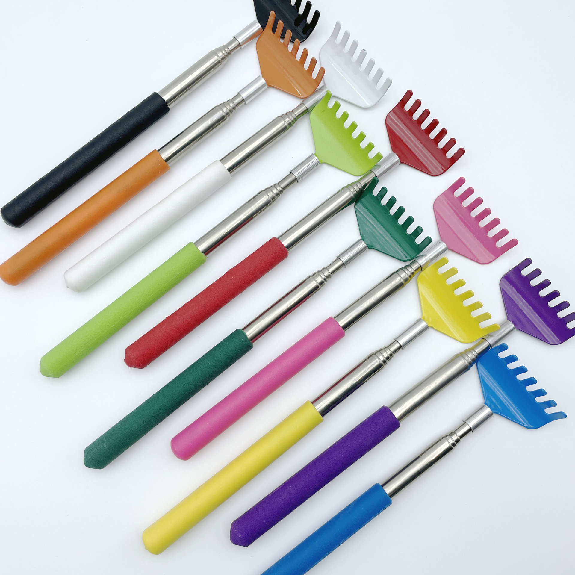 Colorful Seven-Tooth Stainless Steel Itch Scratching Retractable Portable Daily Use Without Asking for Old Man's Back Scratching Rake