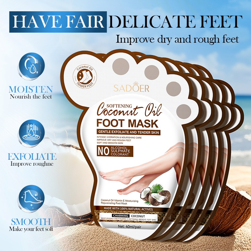 Cross-Border Coconut Oil Vitamin E Foot Mask 40ml Autumn and Winter Skin Rejuvenation Foot Mask Foreign Trade Skin Care Products Wholesale