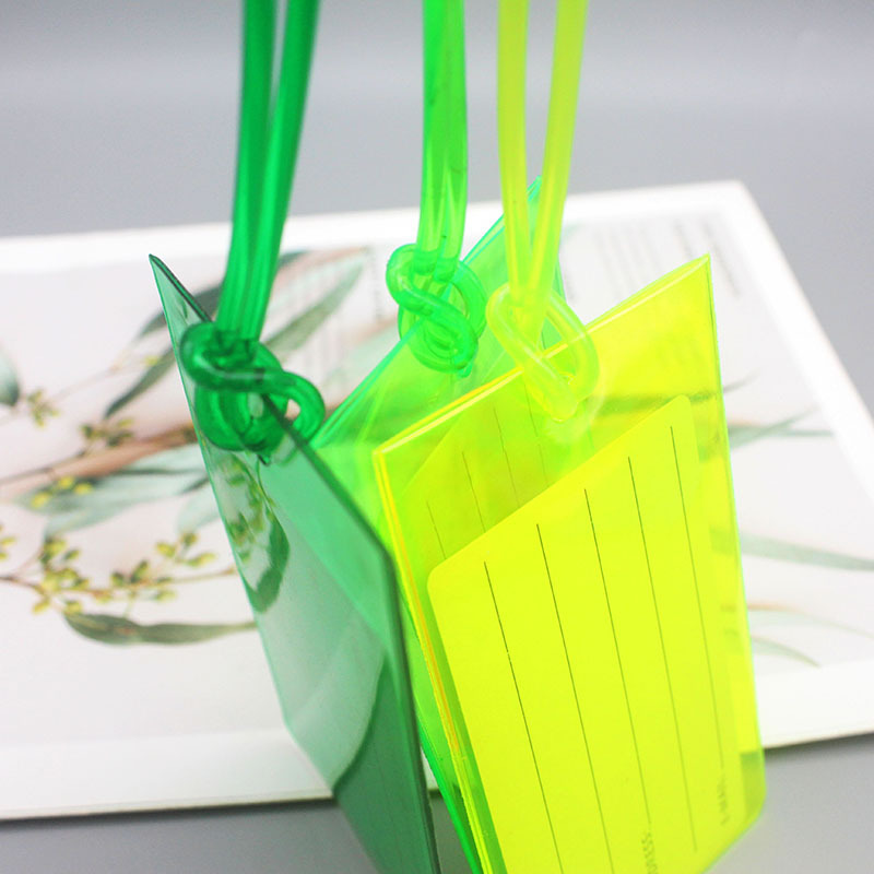 In-Stock Colorful Semi-Transparent Luggage Tag Lanyard Pvc Transparent Rope Travel Suitcase Information Tag Strap Boarding Pass Lanyard