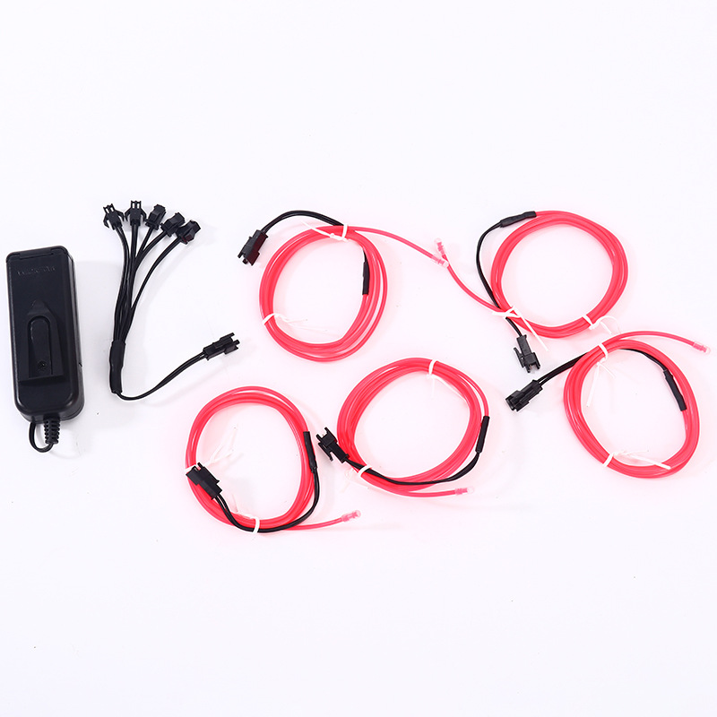 EL cold light one drag five fluorescent dance clothes cold light blue fluorescent green 1 m with 3V battery box Cold Light