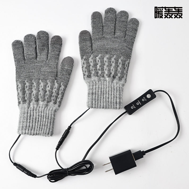 Warm Boom USB Gloves Electric Heating Warm Gloves Full Finger Adjustable Temperature Charging Treasure Heating Gloves Removable and Washable Cross Border