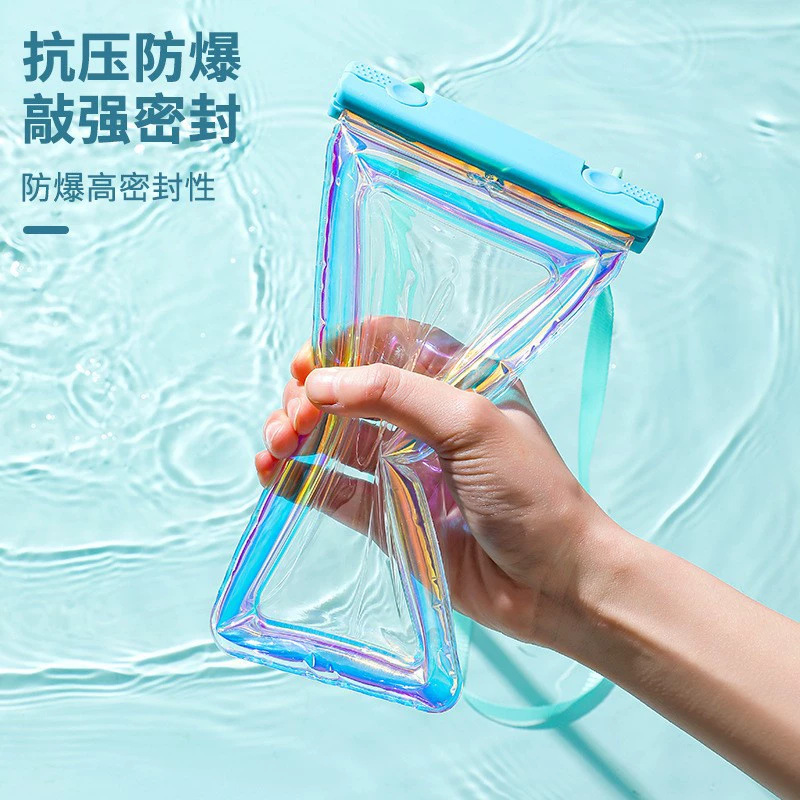 Mobile Phone Waterproof Bag Laser TPU Outdoor Diving Touch Waterproof Bag Inflatable Transparent Swimming Mobile Phone Protective Bag