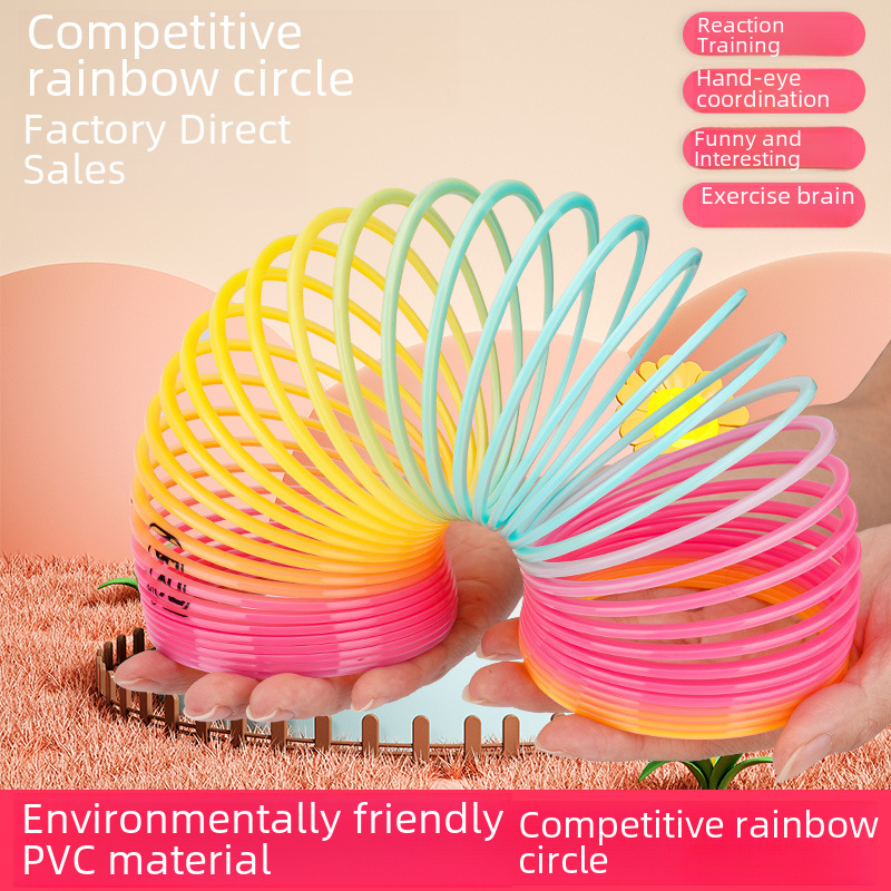 Night supermarket cross-border rainbow circle stalls around the school hot selling small toy spring ring large wholesale competitive circle