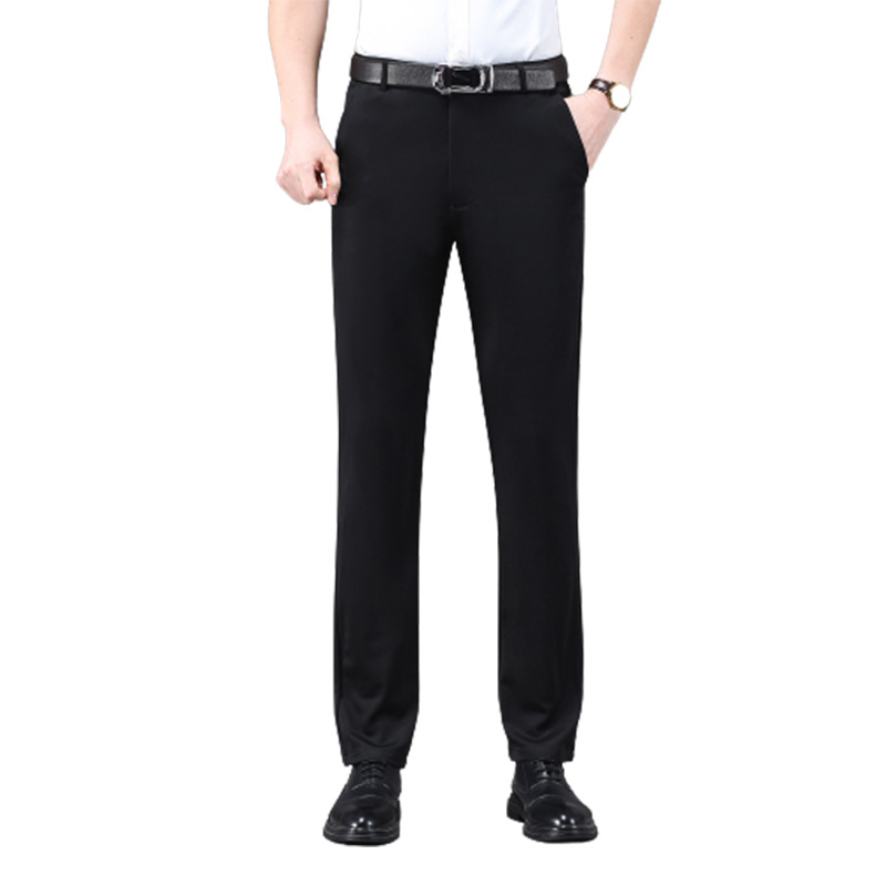 Business Casual Pants for Men, Straight-Leg Formal Wear, Men's Spring and Summer Loose Professional Non-Iron Long Pants, Stretch Suit Pants