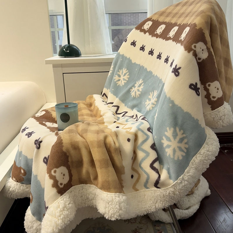 Утолщенные теплые одеяла из осени и зимы, медвежий овечий бархат, односпальные и двуспальные, повседневные одеяла, бархатные одеяла, молочный бархат