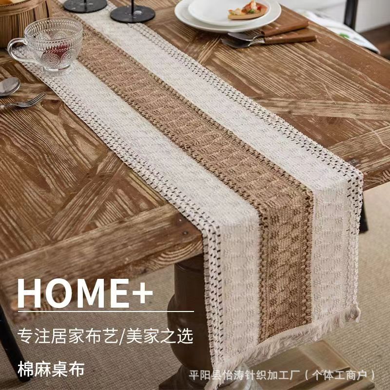 Американская ретро скатерть из хлопка и льна, кросс-браузерная, плетеная, для кофейного стола, с флагом, с кисточками, простое полосатое украшение, легкая роскошь, скандинавский стиль