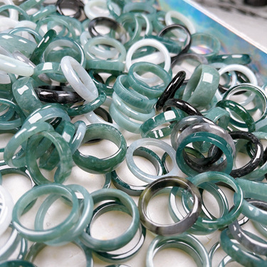 Burmese Jade, Hazardous Material Ring Jewelry, A-Grade Jadeite Ring, Jade Ware, Sihui Jewelry Wholesale, Icy Waxy Burmese Jade