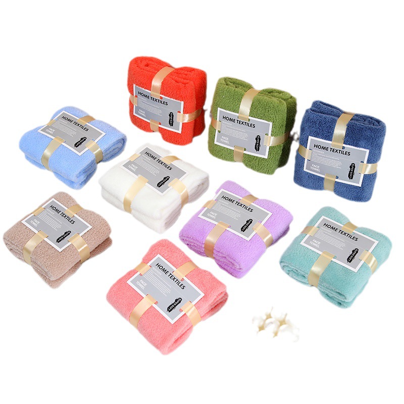 Wholesale coral fleece square tie card absorbent towel hand gift. Wedding wedding shop return gift. Company celebration creative gift