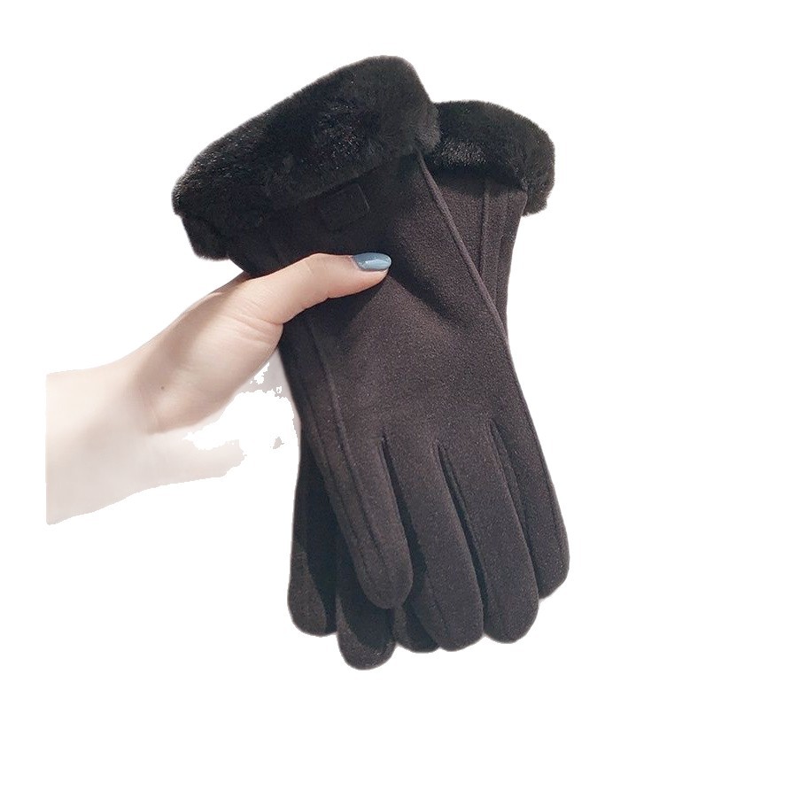 Gloves for Women in Autumn and Winter, Fleece-Lined, Thickened, Warm, Long Style for Students, Women's Winter Cycling Windproof and Cold-Proof Gloves
