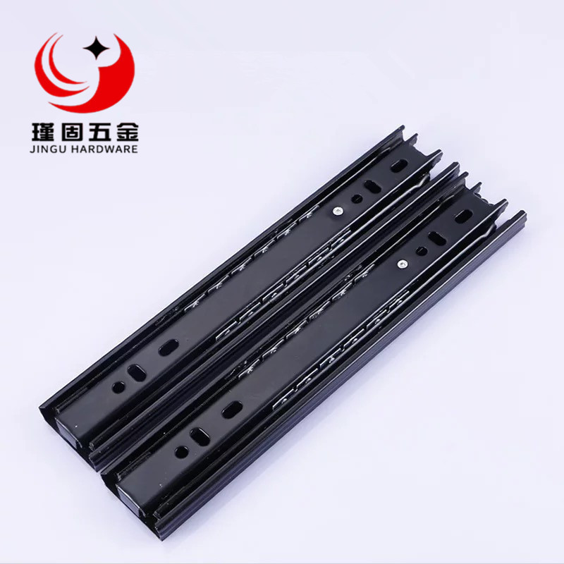 4010 drawer slide mute steel ball rail three-fold full pull-out slide muffler rail factory outlet