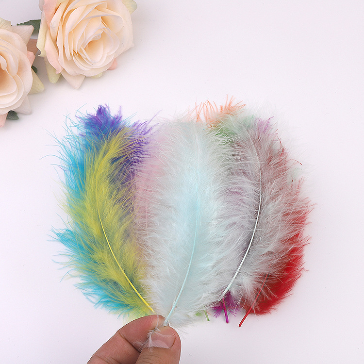 Cross-Border Wholesale Turkey Feathers Pointed Tail Velvet Feathers Colorful Feathers Dream Catcher Feathers Feather Lamp Wave Ball Feathers