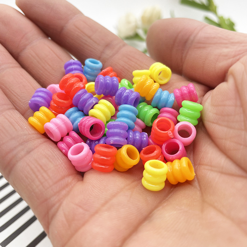 6.5 * 7mm acrylic thread large hole barrel beads diy jewelry accessories straight hole loose beads children's dirty braid hair beads