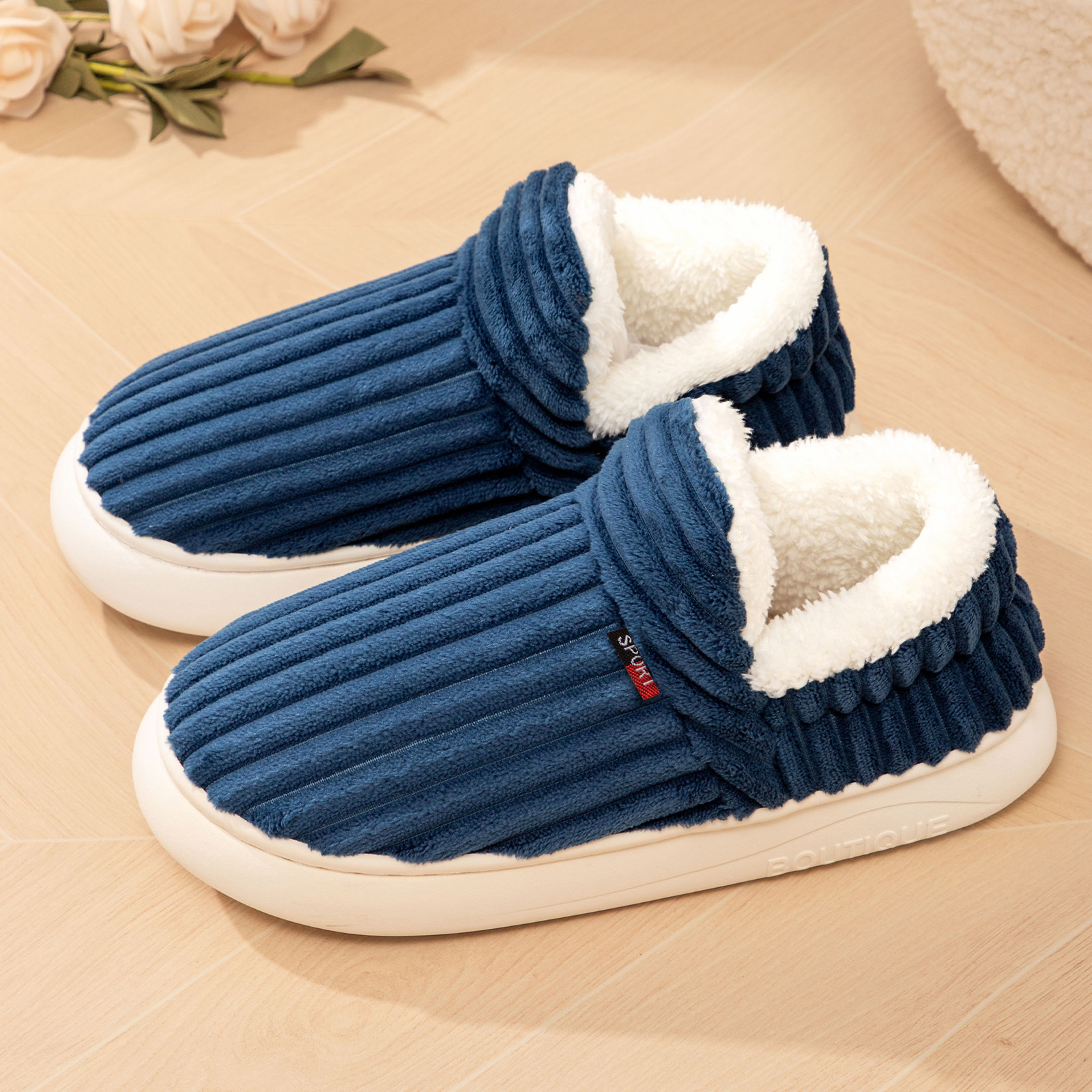 Women's Cotton Shoes Cross-Border Versatile New Cotton Slippers Fleece-Lined Thickened Snow Boots Fashionable Home Women's Boots Cold-Proof and Warm Cotton Boots
