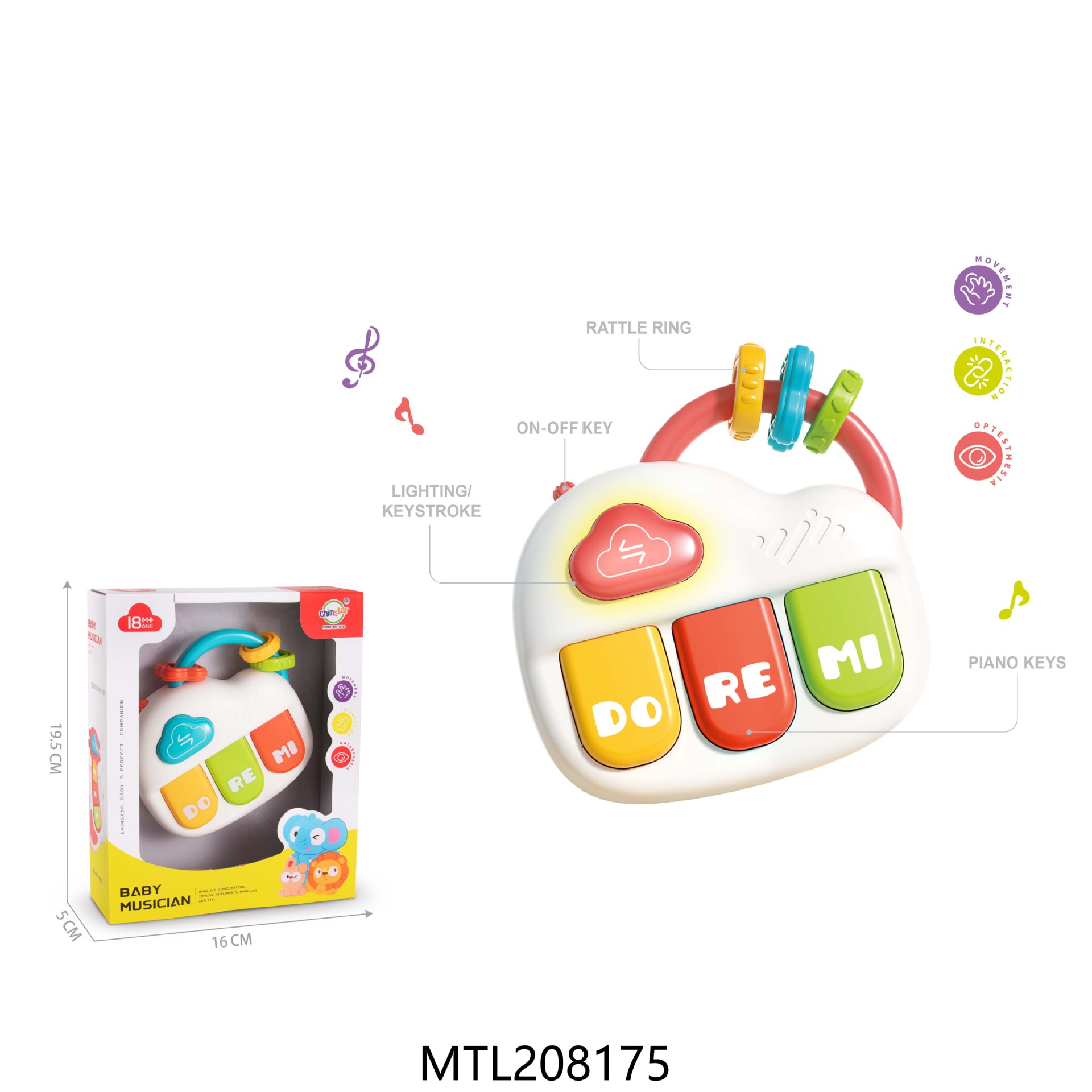Baby Light and Music Hand Drum, Children's Early Education Educational Electronic Musical Instrument, Music Drum for Babies Aged 0 to 1 Years Old