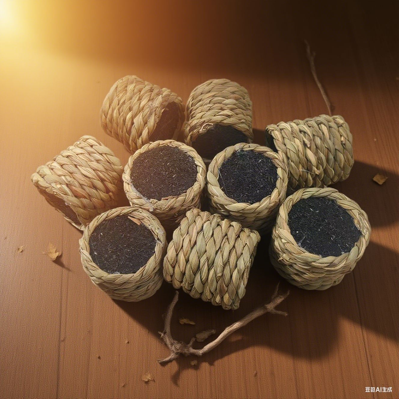 Cross-Border Popular Simulated Straw Flower Pot Base Factory Direct Sales Can Be Matched with Various Green Plants, Beautiful and Elegant Simulated Pots