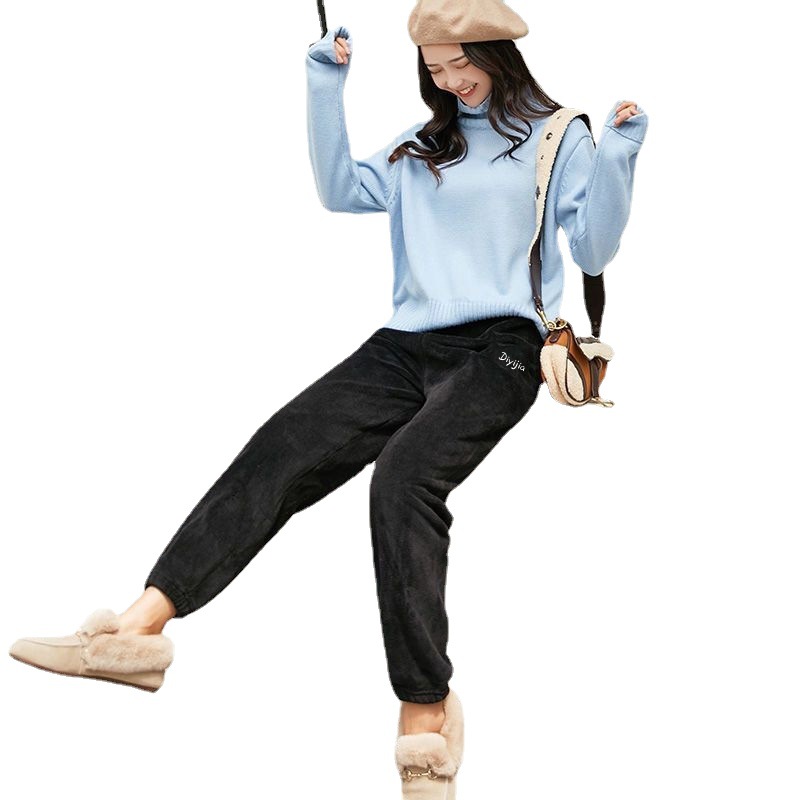 Double-sided Velvet Warm Pants Women's Winter Warm Coral Velvet Casual Loose Pajama Pants Home Student Lazy People Warm Pants