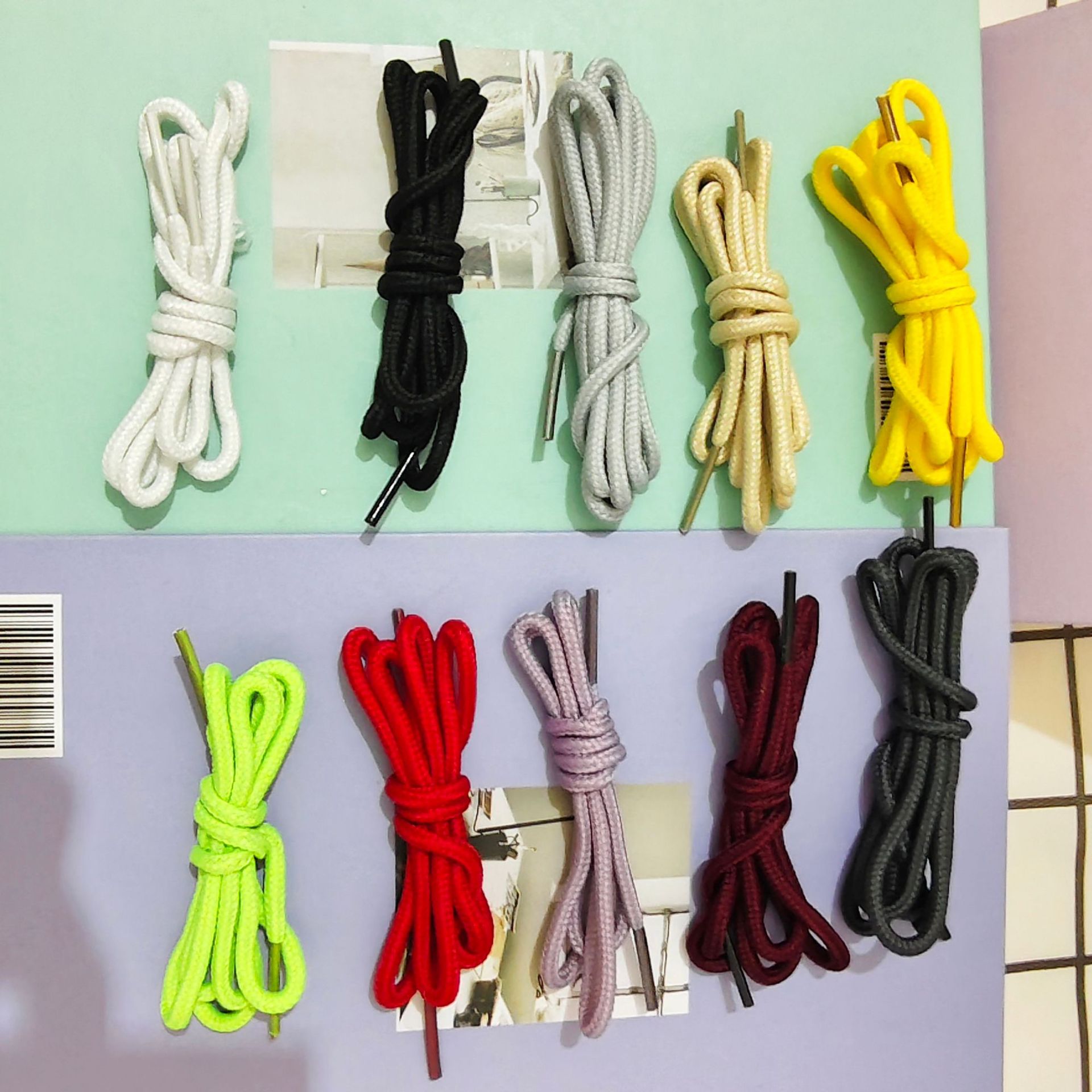 Large in stock 4mm round shoelaces wholesale black round polyester shoelaces sneaker rope clothing pants rope hat rope