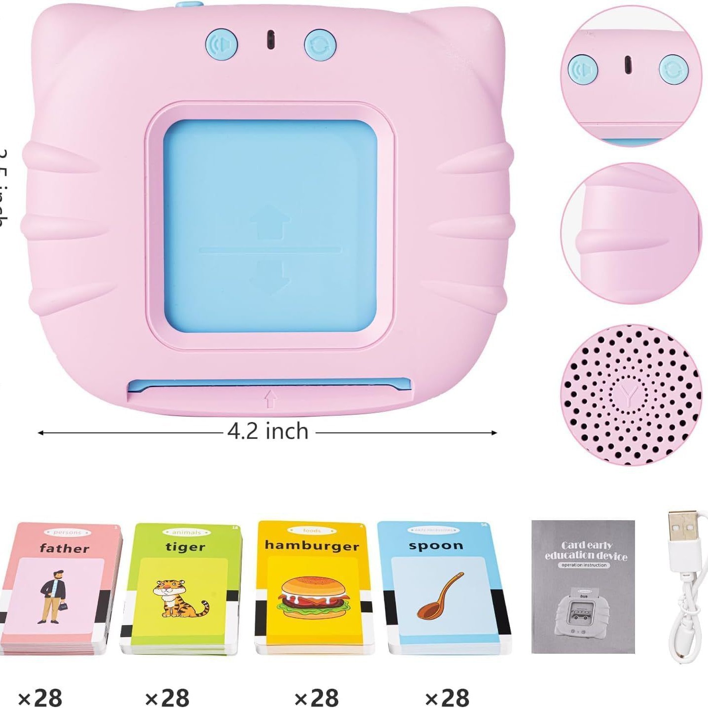 Cat Early Education Machine Cross-border Explosions Flash Cards Children's Educational Voice Card Machine Flash Card Learning Machine