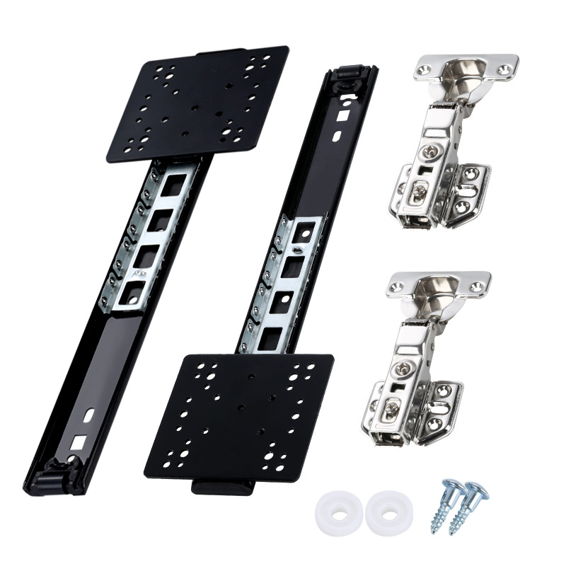 Flip-Up Hidden Folding Revolving Door Track, Cabinet Top-Mounted Guide Rail, Insert-Type Telescopic Invisible Slide Rail Hardware