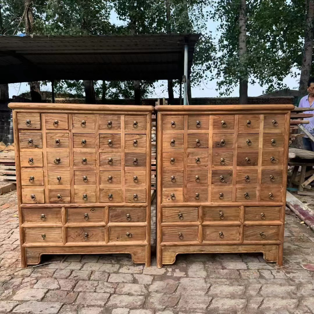Шкаф для китайской медицины из старого вяза, многокамерный, классический шкаф для хранения медицинских материалов, производитель из массива дерева