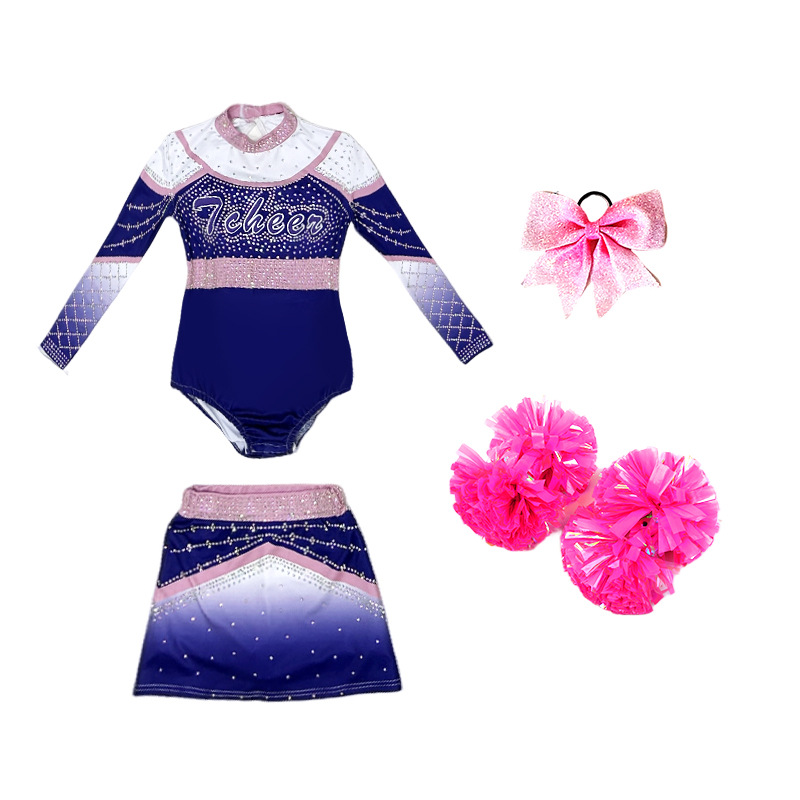 Children's Cheerleading Performance Clothing Long-Sleeved New Girls' Cheerleading Performance Clothing Dance Clothing Competition Competition Clothing for Women