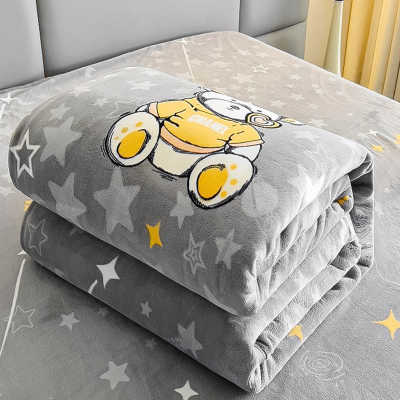 Four Seasons Flannel Winter Warm Bed Plush Sheets Coral Velvet Single and Double Summer Air Conditioning Nap Blanket