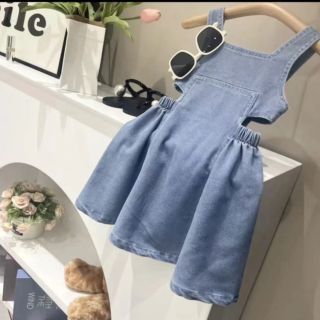 2024 Summer dress Strap Children's Wear Summer New Girls' Baby Skirt Western Style Korean Denim Skirt L55259