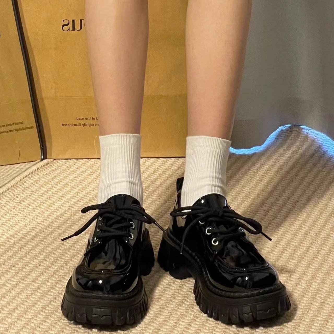 2025 New British Style Mary Jane Shoes for Women, Loose High Thick-Soled Jk Small Leather Shoes, Spring & Fall Versatile Student Casual Shoes