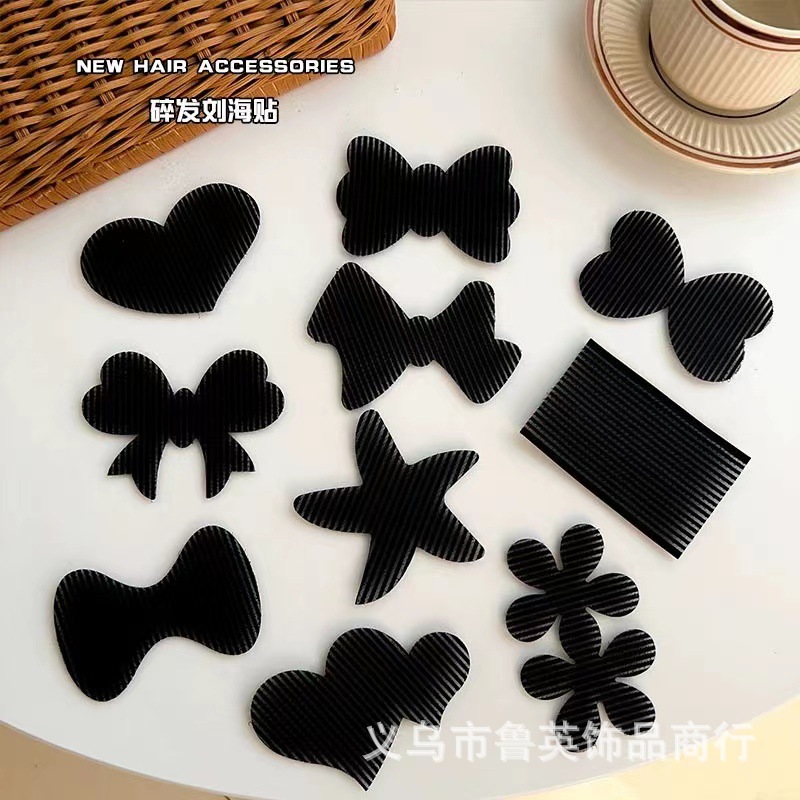 Black Velcro Bangs Stickers Summer Broken Hair Artifact Headdress Broken Hair Stickers Sticky Post Magic Stickers Women's Hair Accessories