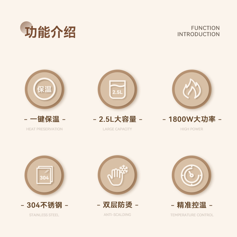 Konka New Kettle Large Capacity Household Hotel Automatic Power-off Insulation 304 Stainless Steel Boiling Electric Kettle